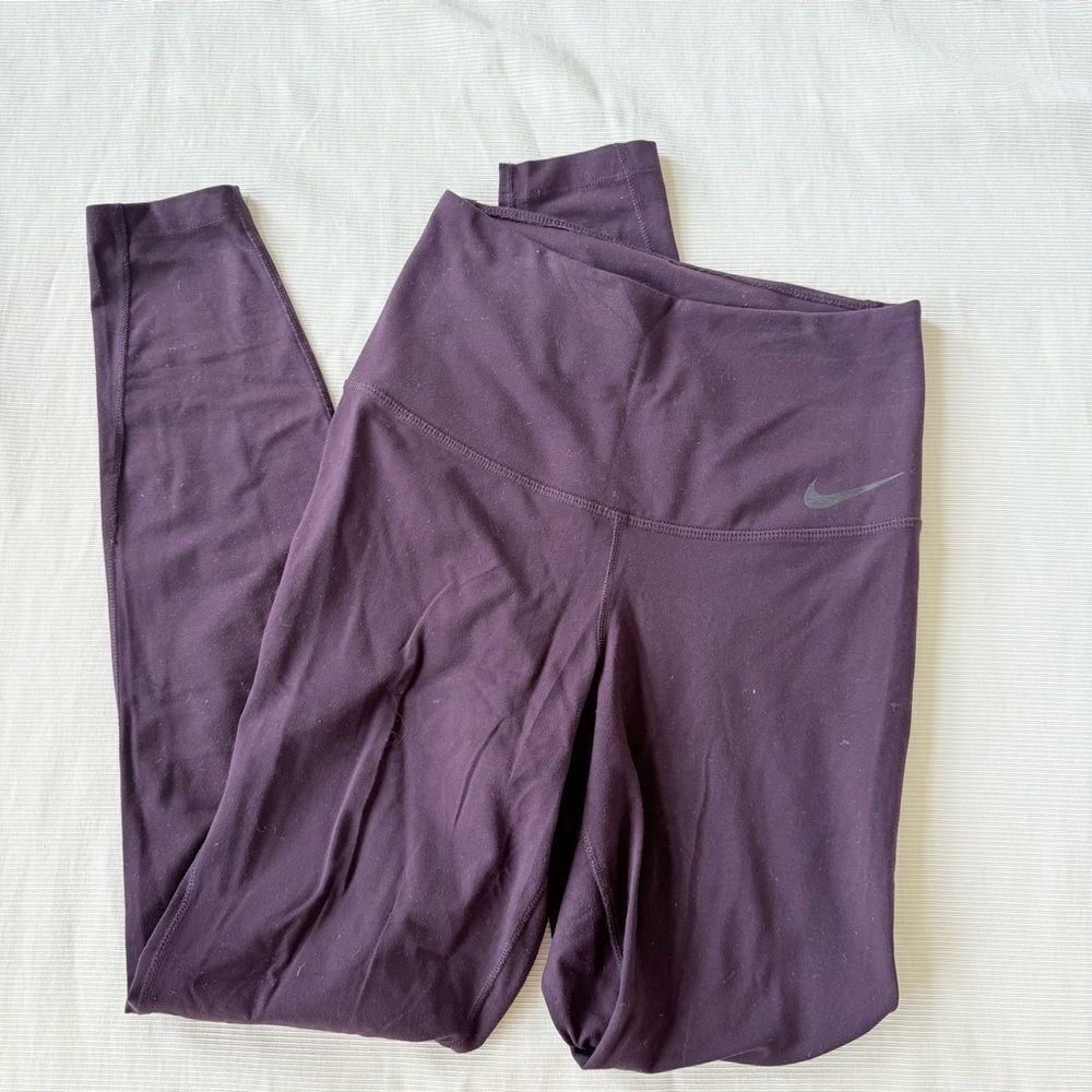 Nike Womens Leggings High Waist Gym Workout Burgundy Used Small